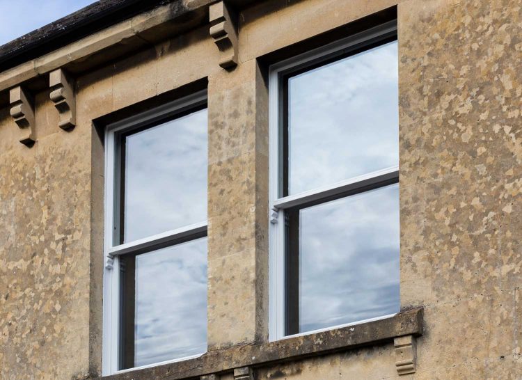 Restored one over one sash windows in Bath property