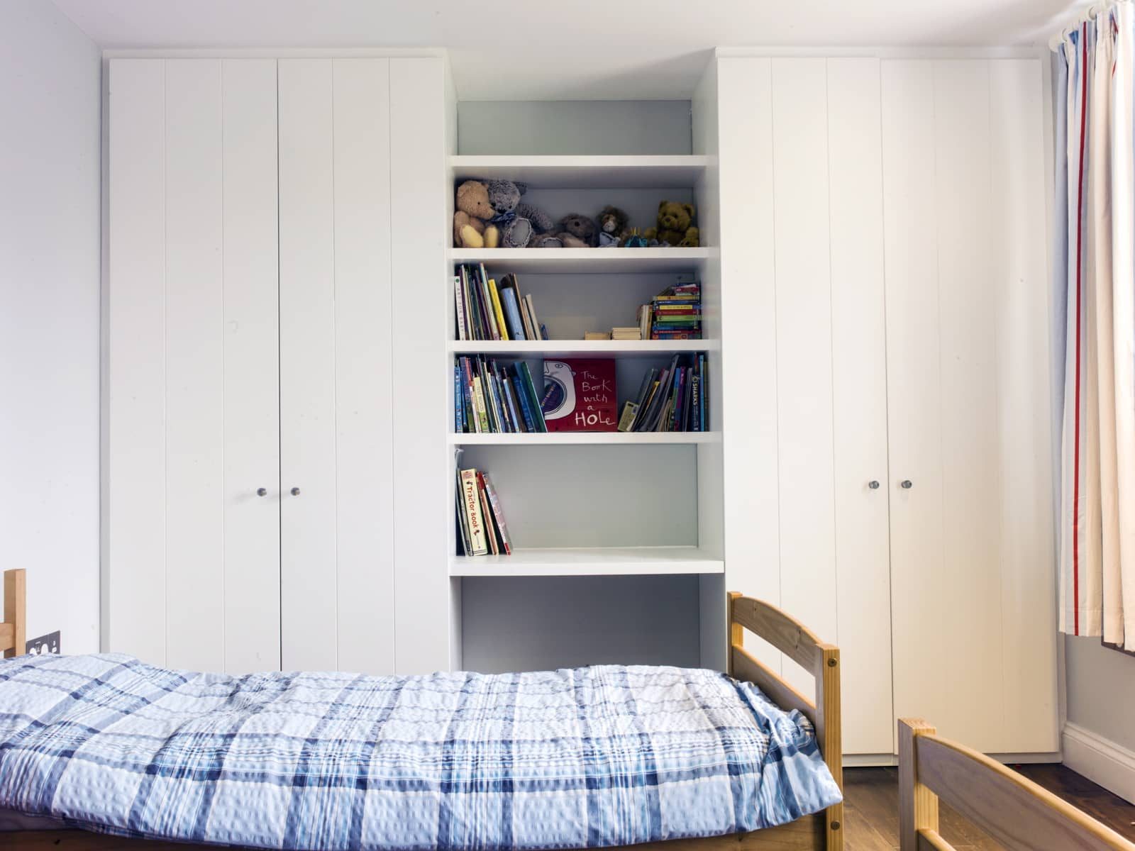 White wardrobes in child's bedroom