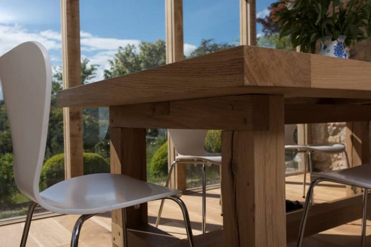 Oak kitchen table designed for a kitchen renovation near Bath