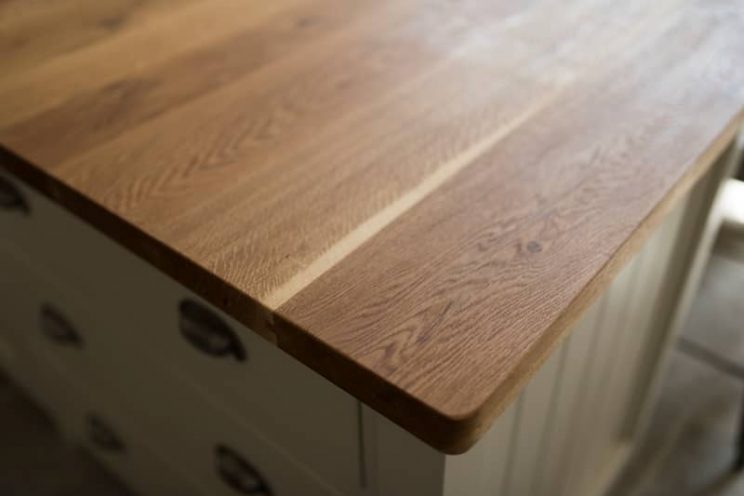 Kitchen island hardwood timber worksurface by Bath Bespoke