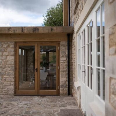 Bespoke seasoned oak French patio doors, Bradford on Avon, Wiltshire