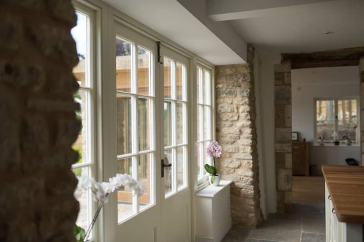 Painted hardwood timber French windows and doors by Bath Bespoke