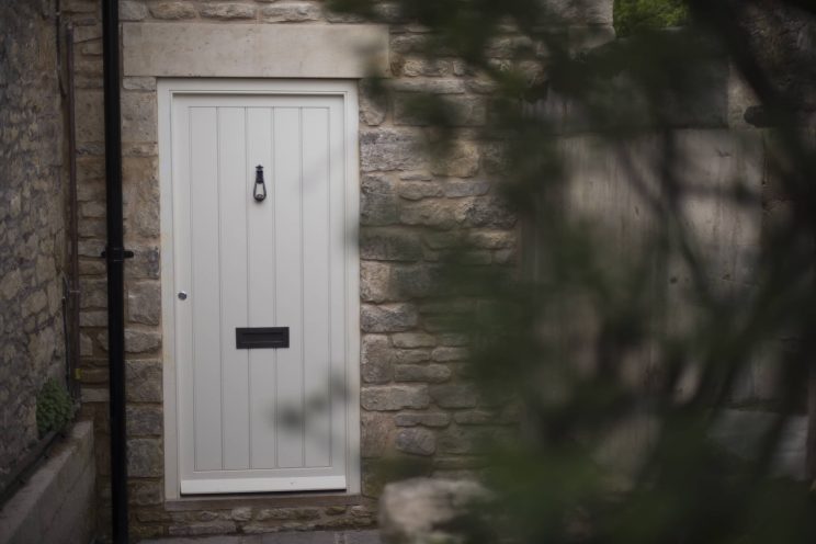 Hardwood white exterior door
