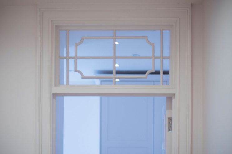 Period detailing in door window frame
