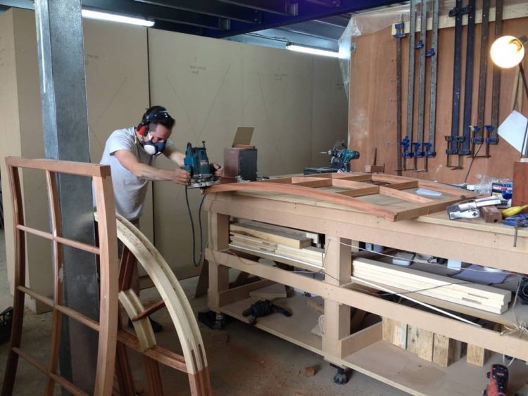 Ollie Davidson making a hardwood curved and bowed sash windows