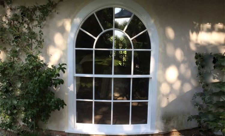 A curved and bowed sash window for a client near Marlborough, Wiltshire