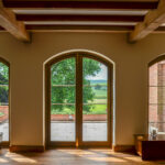 Arched French wooden doors