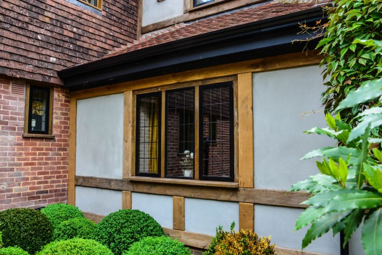 Wooden casement windows in heritage home