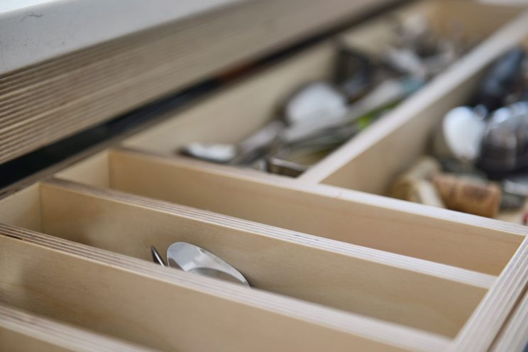 Wooden drawer for cutlery storage