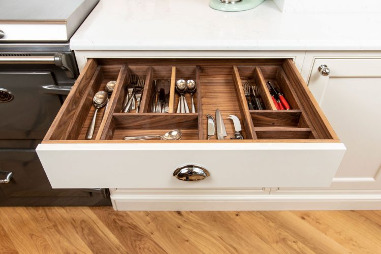 Walnut cutlery drawer