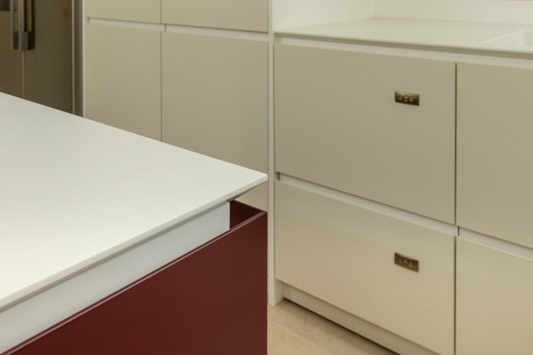 Modern kitchen with Corian sink and worktops