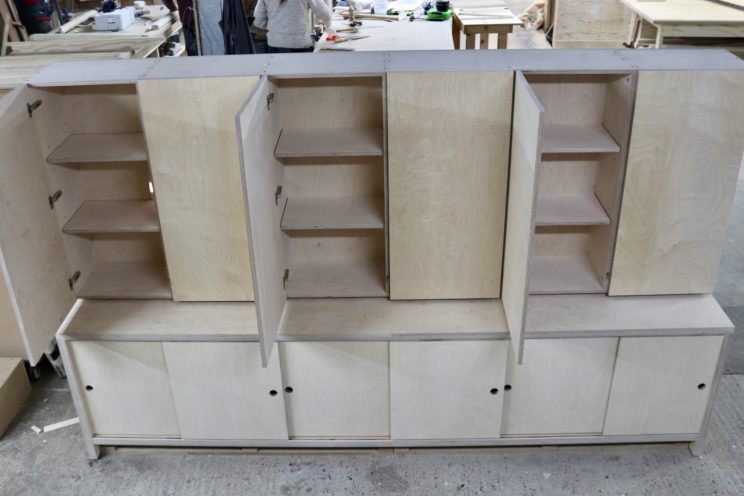 Work in progress - built-in cupboards in birch ply