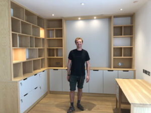 Bespoke home office in ash fitted by Ben Boyce