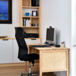 Bespoke home office with freestanding desk in ash